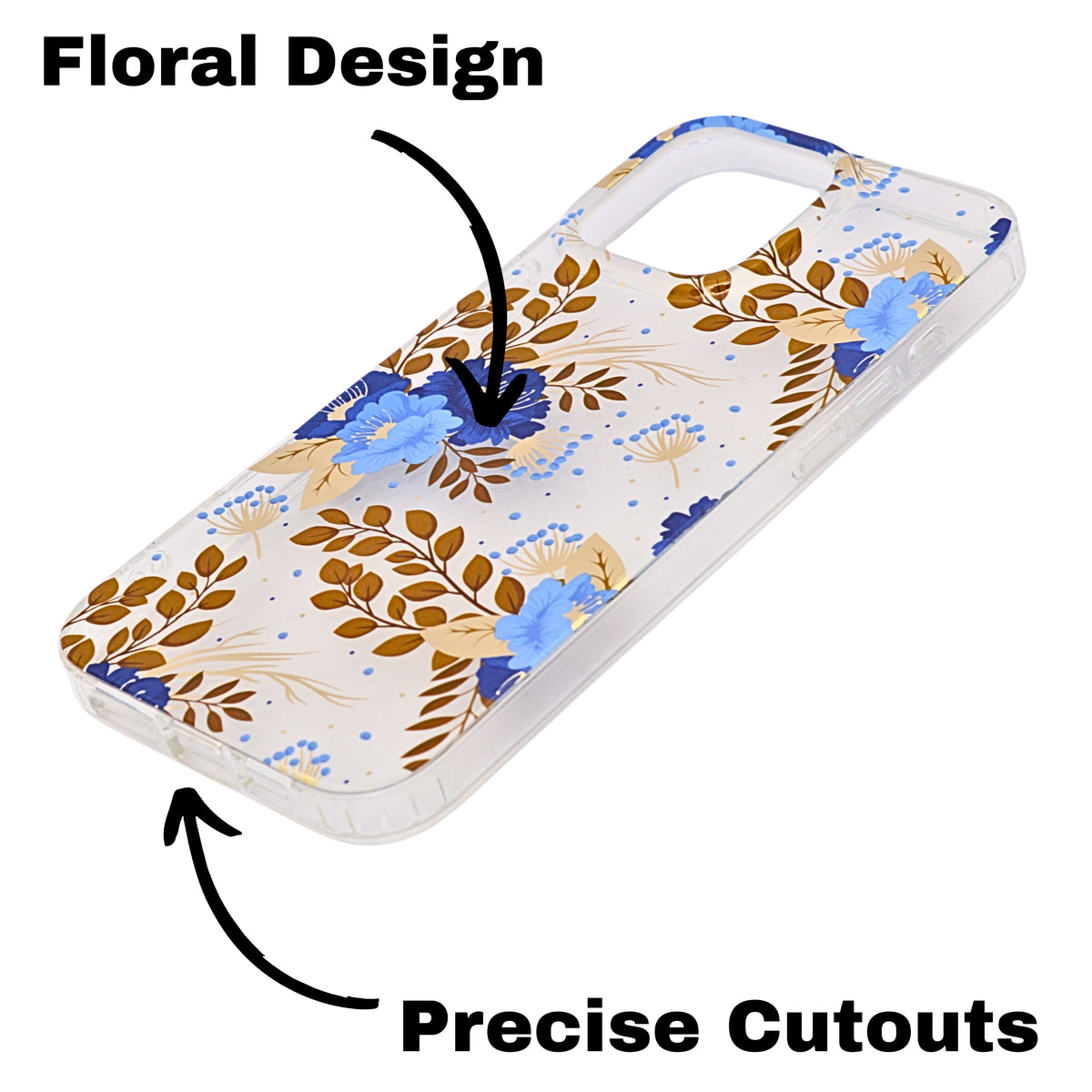 Vibrant Transparent Floral Pattern Phone Case for iPhone 16 Pro Max
