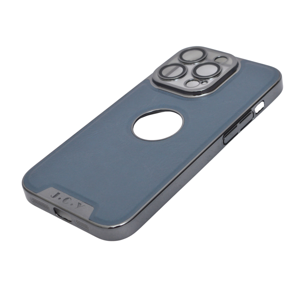 Luxury Vegan Leather with Logo Cutout Phone Case for iPhone 14 Pro