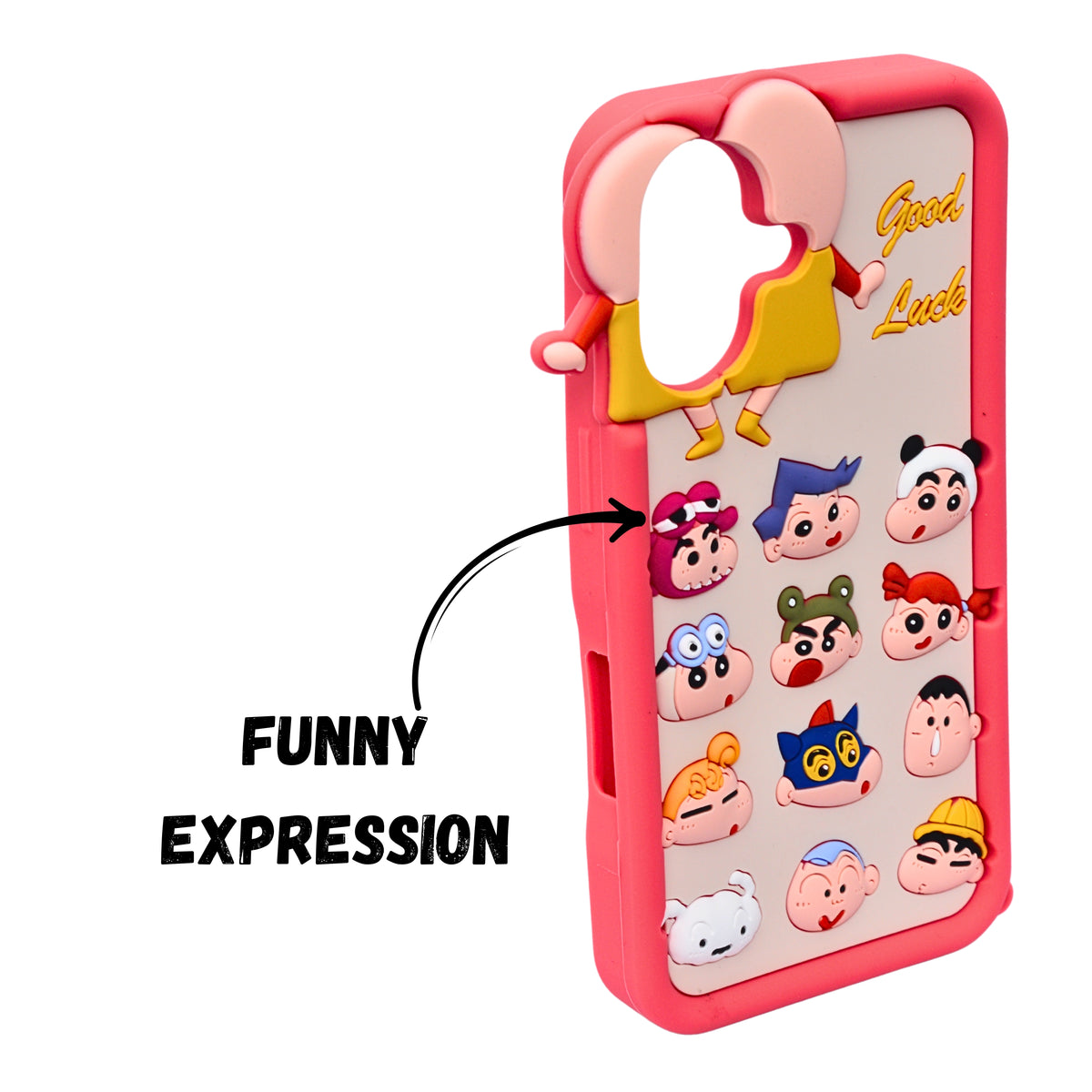 3D Cartoon Shinchan Character Design Phone Case For iPhone 16
