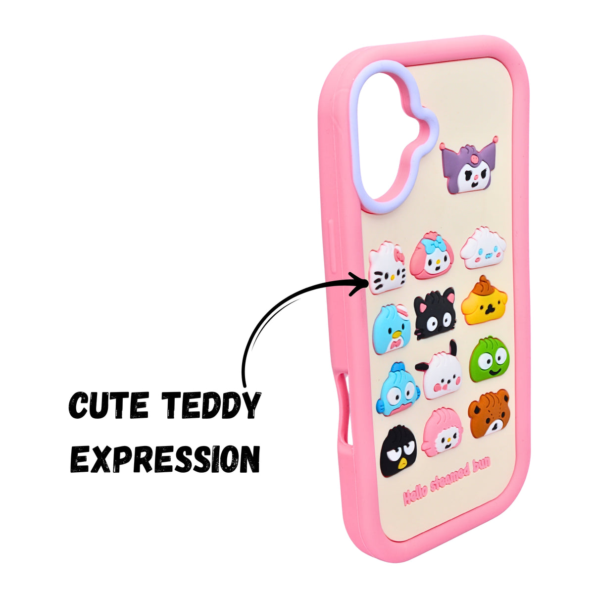 3D Cartoon Hello Steamed Bun Character Design Phone Case For iPhone 16