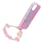 Aesthetic Glitter Butterfly with Pearl Beaded Wrist Strap Phone Case for iPhone 15