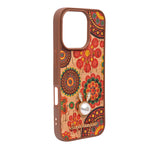 Bohemian Ethnic Print Cork Texture with Pearl Detail Phone Case for iPhone 16 Pro