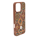 Bohemian Ethnic Print Cork Texture with Pearl Detail Phone Case for iPhone 16 Pro Max