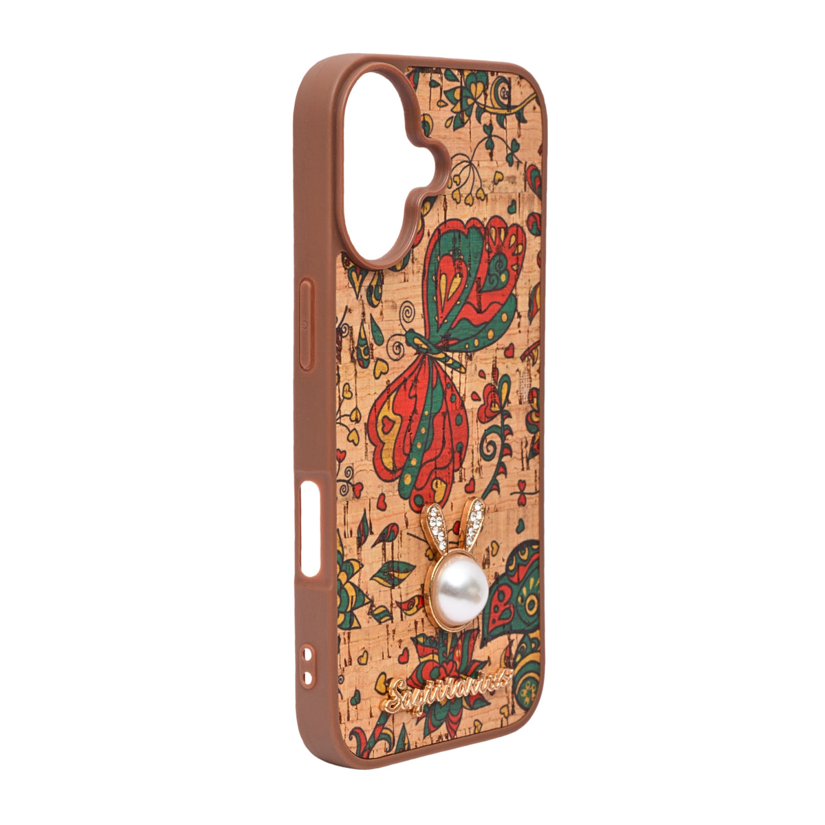 Bohemian Ethnic Print Cork Texture with Pearl Detail Phone Case for iPhone 17