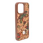 Bohemian Ethnic Print Cork Texture with Pearl Detail Phone Case for iPhone 14 Pro Max