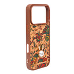 Bohemian Ethnic Print Cork Texture with Pearl Detail Phone Case for iPhone 17 Pro