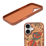 Bohemian Ethnic Print Cork Texture with Pearl Detail Phone Case for iPhone 17