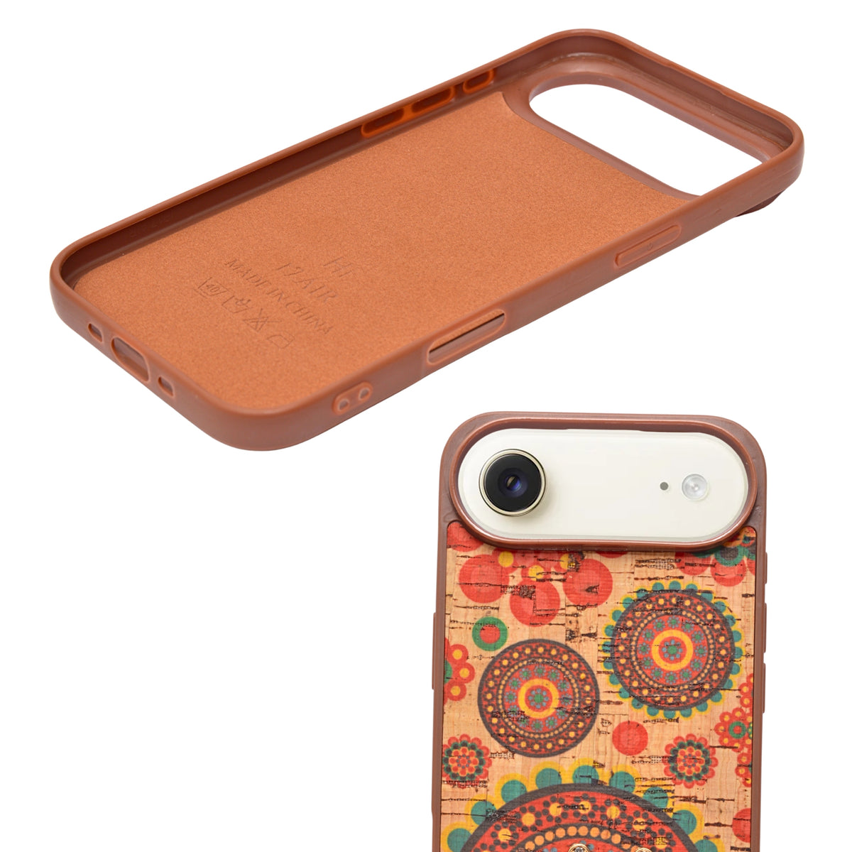 Bohemian Ethnic Print Cork Texture with Pearl Detail Phone Case for iPhone 17 Air