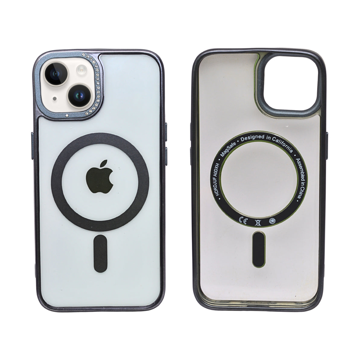 Transparent Rhinestone Camera Edge MagSafe Compatible Phone Case for iPhone 13/ 14