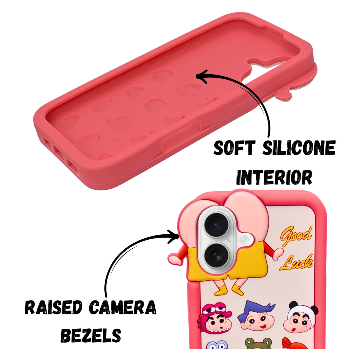 3D Cartoon Shinchan Character Design Phone Case For iPhone 16