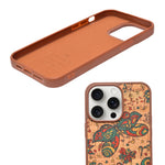 Bohemian Ethnic Print Cork Texture with Pearl Detail Phone Case for iPhone 14 Pro Max