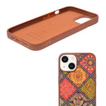 Bohemian Ethnic Print Cork Texture with Pearl Detail Phone Case for iPhone 13 / 14