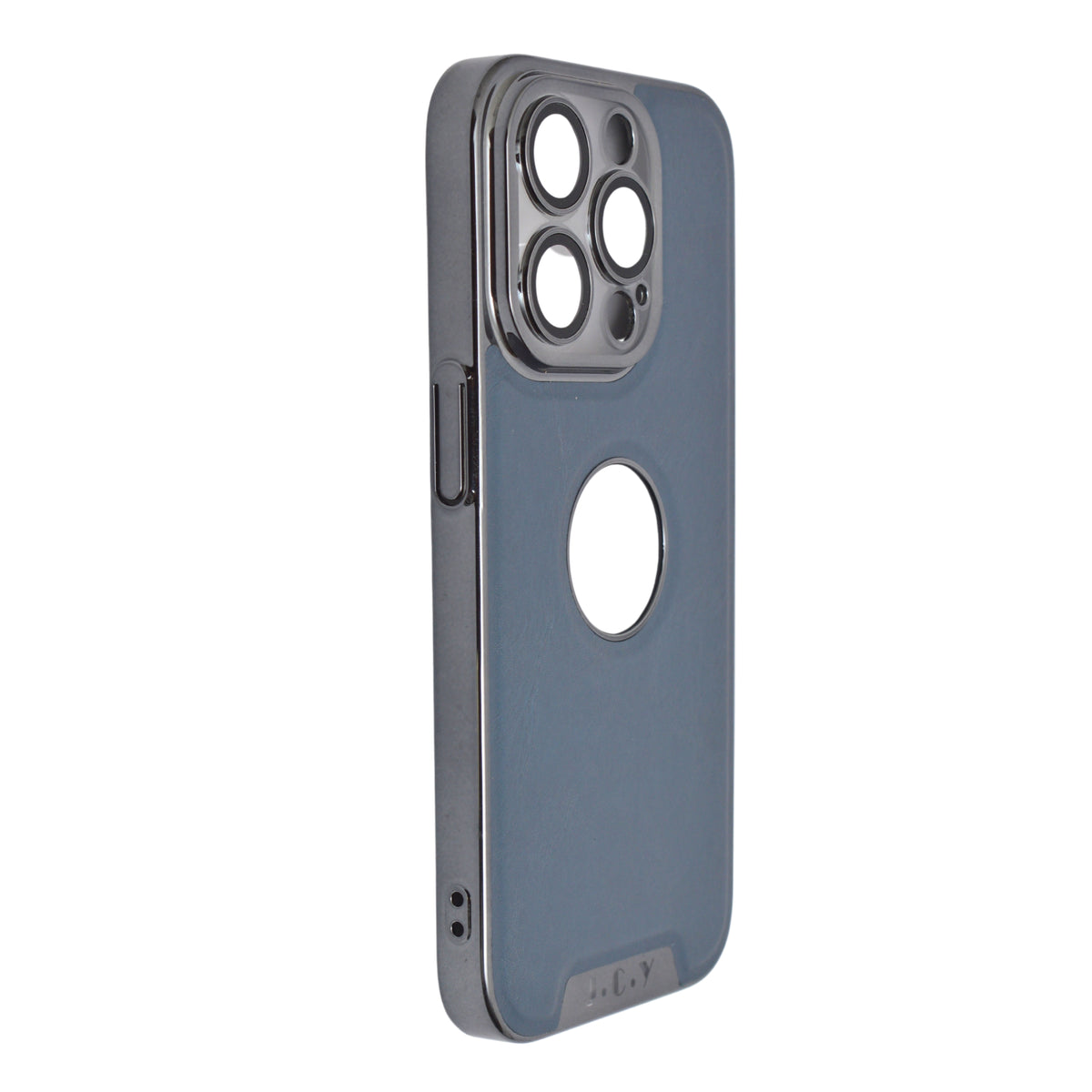 Luxury Vegan Leather with Logo Cutout Phone Case for iPhone 14 Pro