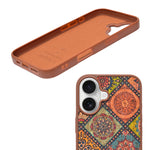 Bohemian Ethnic Print Cork Texture with Pearl Detail Phone Case for iPhone 16