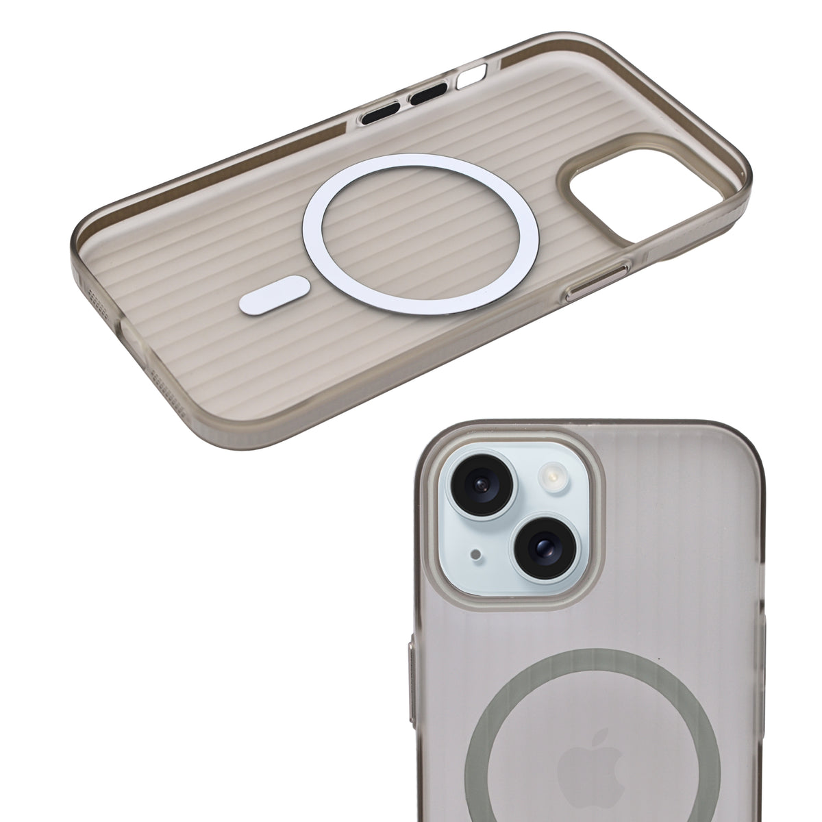 Matte Tinted Transparent Corrugated Texture MagSafe Compatible Phone Case for iPhone 15