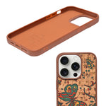 Bohemian Ethnic Print Cork Texture with Pearl Detail Phone Case for iPhone 15 Pro