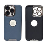 Luxury Vegan Leather with Logo Cutout Phone Case for iPhone 14 Pro