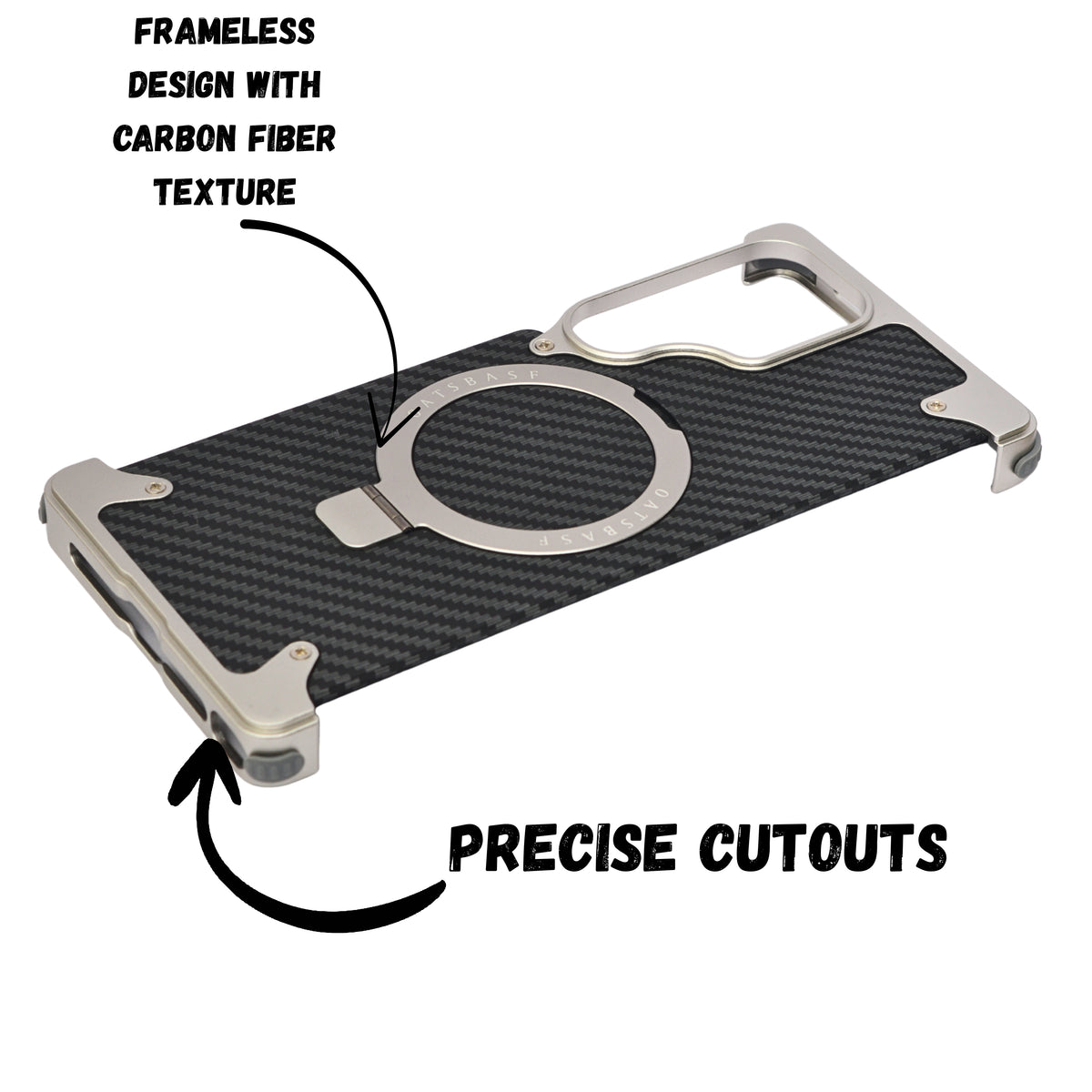 Premium Carbon Fiber Metal Edge & Kickstand Phone Case for Samsung S25 Ultra