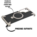 Premium Carbon Fiber Metal Edge & Kickstand Phone Case for Samsung S25 Ultra