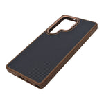 Carbon Fiber Texture with Gold Camera Frame Phone Case for Samsung S25 Ultra