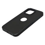 Premium Leather Texture with Logo Cutout Phone Case for iPhone 15 Pro Max