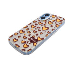 Heart Leopard Print with Diamond Accent Phone Case for iPhone 16