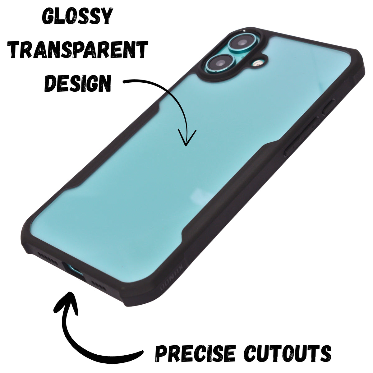 Transparent Rugged Edge Phone Case for iPhone 16 Plus