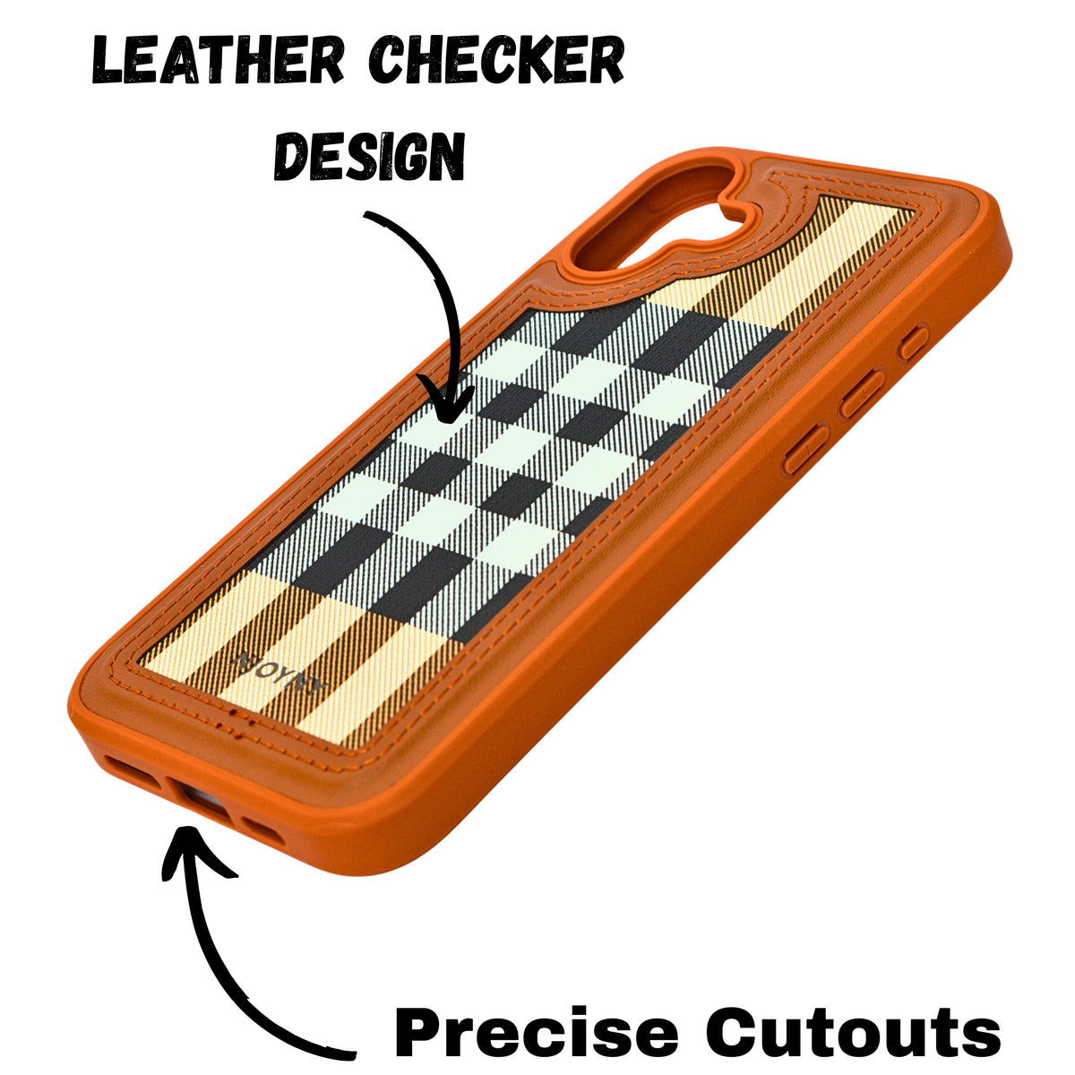 Leather Case, Classic Elegant Slim PU Checks Luxury Design Case For iPhone 16 Plus