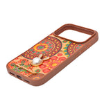 Bohemian Ethnic Print Cork Texture with Pearl Detail Phone Case for iPhone 17 Pro