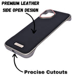 Premium Leather Finish with Metal Base Phone Case for iPhone 16 Plus