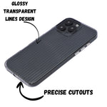 Glossy Transparent Hard Shell Striped Phone Case for iPhone 16 Pro