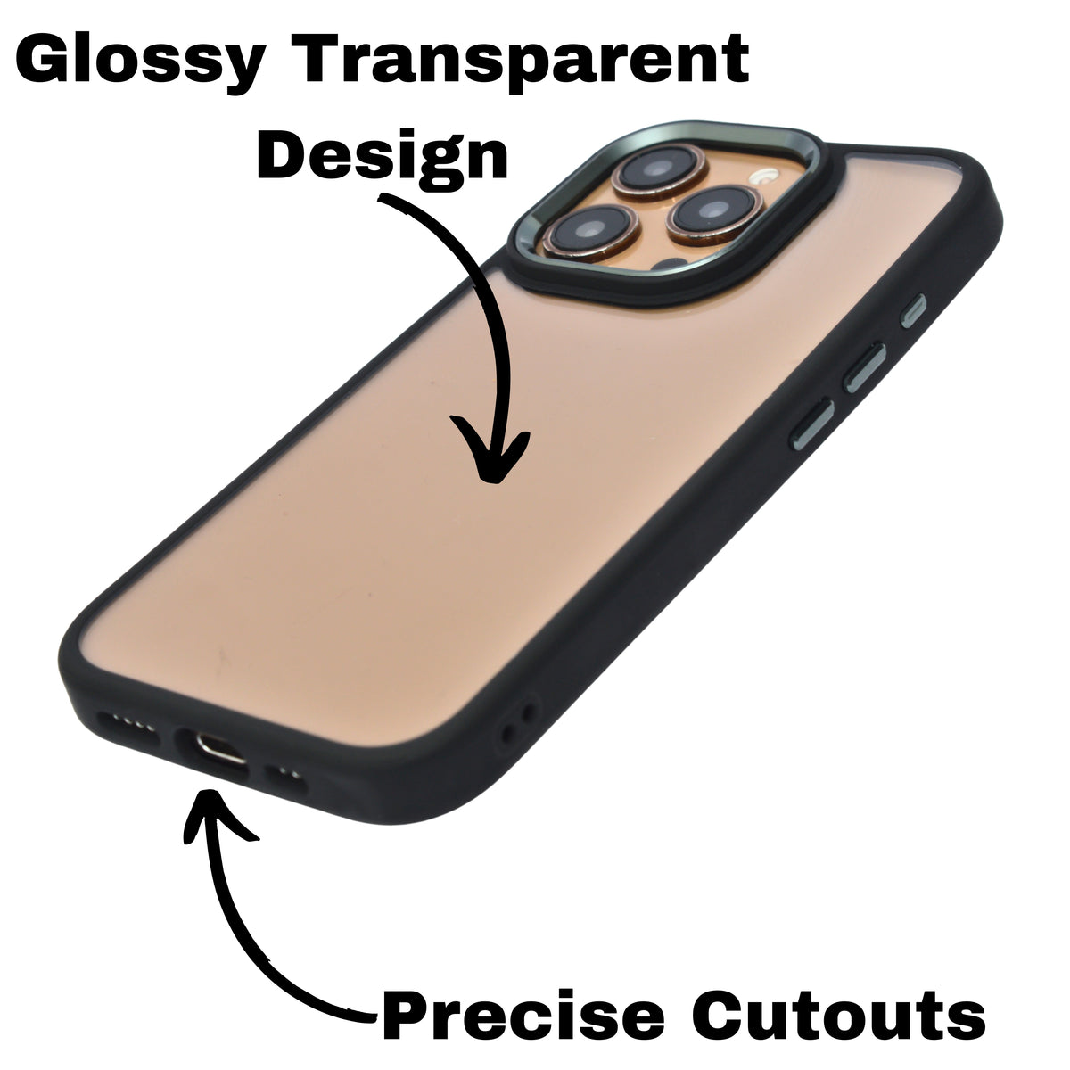 Transparent Crome Camera Ring Protective Phone Case for iPhone 16 Pro