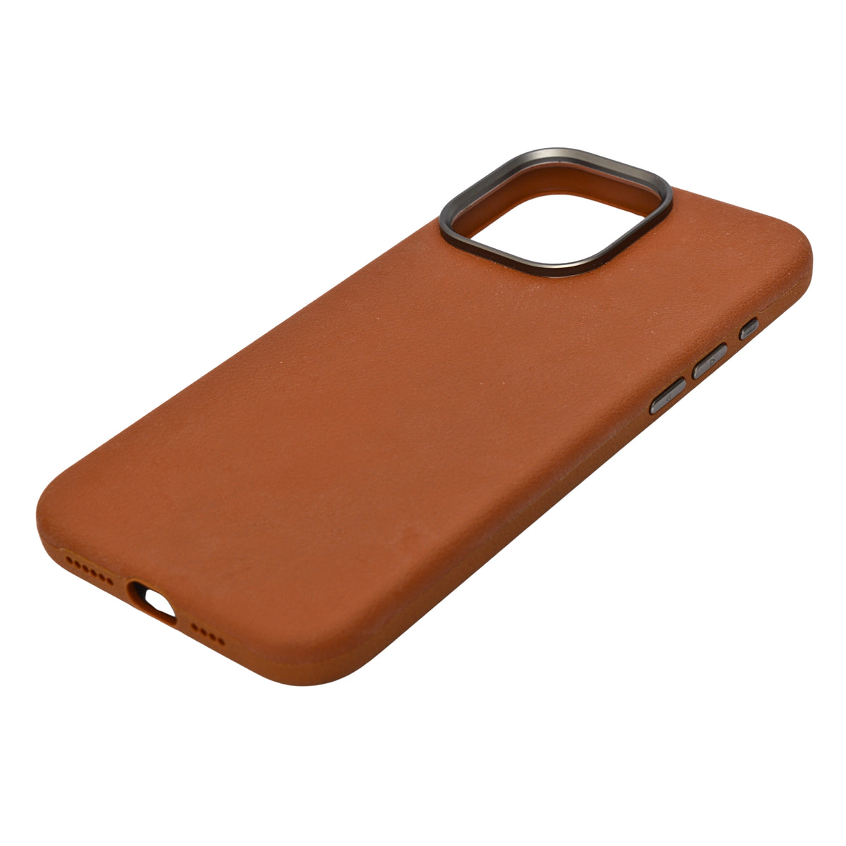 Premium PU Leather with Metal Camera Frame Phone Case for iPhone 15 Pro Max