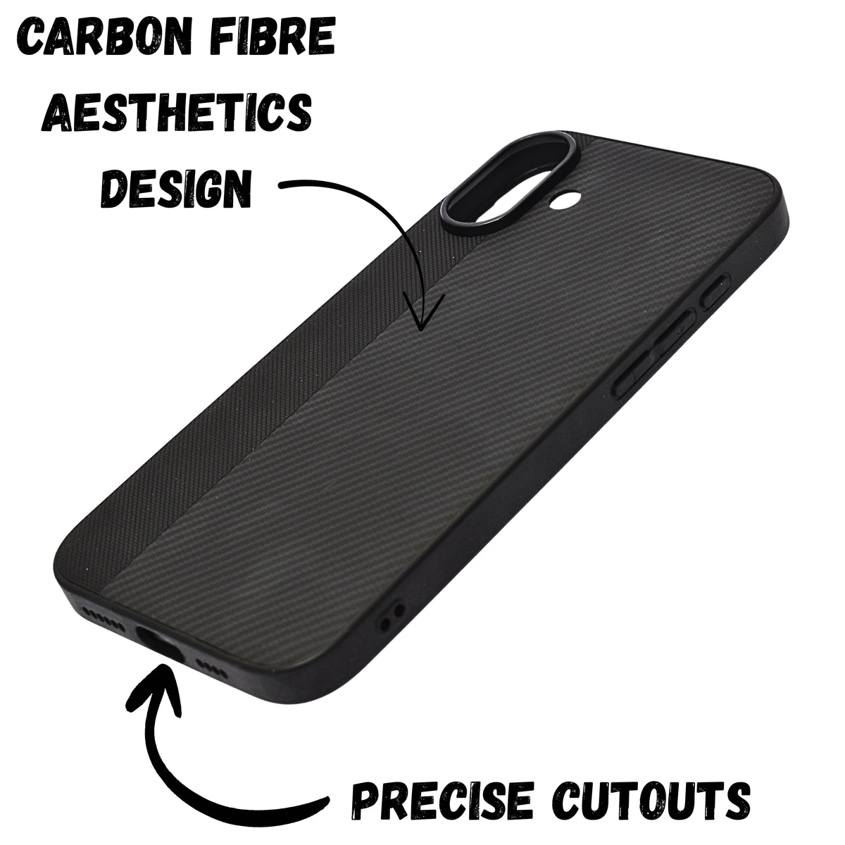 Premium Carbon Leather Stylish Protection Case for iPhone 16 Plus