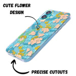 Vibrant Transparent Floral Pattern Phone Case for iPhone 16 Plus