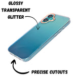 Transparent Gradual Change Glitter Color Arts & Crac Glitter Case for iPhone 16 Plus