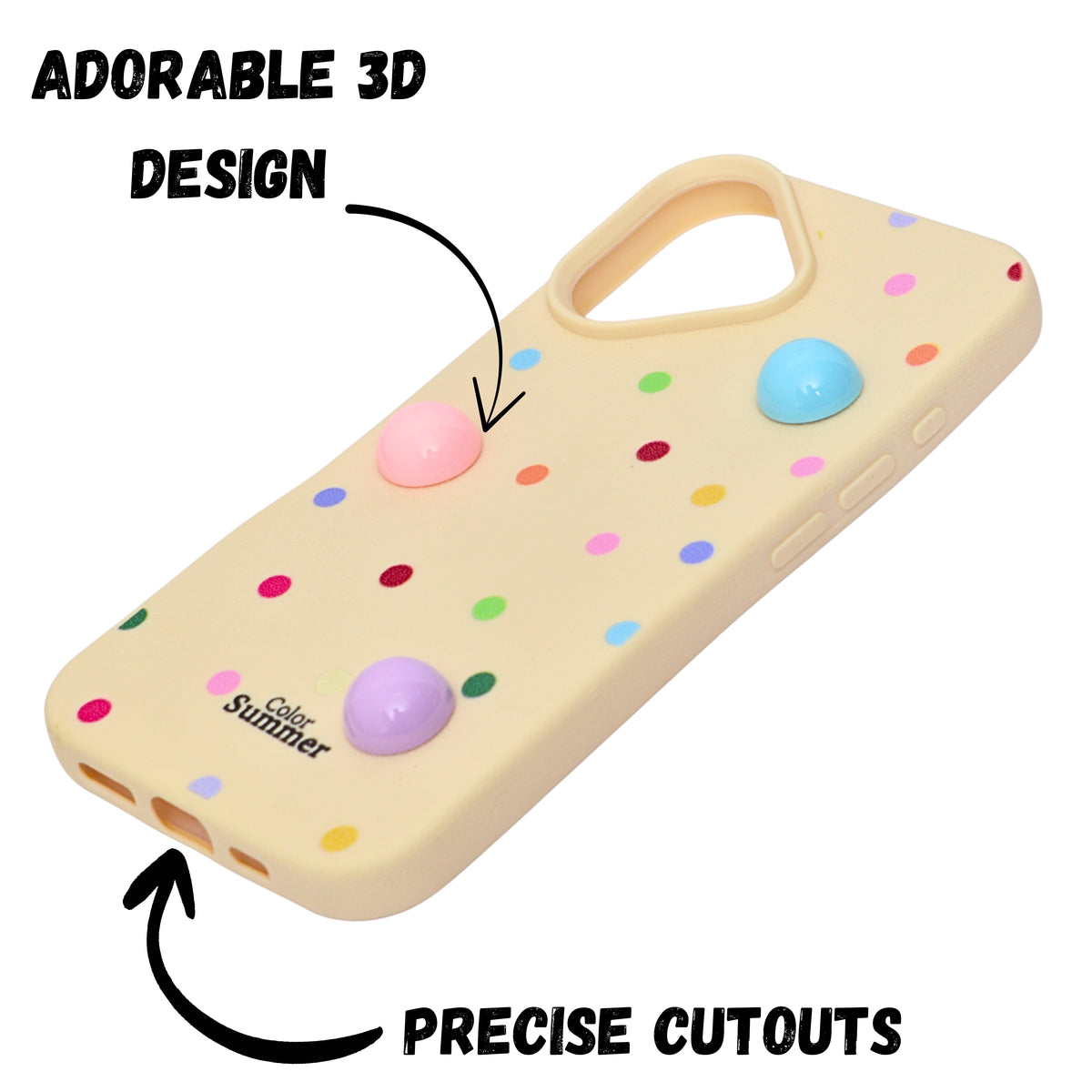 3D Colorful Polka Dot Soft Protective Phone Case for iPhone 16