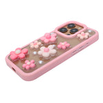 3D Pink Floral Pearl Design Protective Phone Case for iPhone 15 Pro