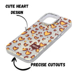 Heart Leopard Print with Diamond Accent Phone Case for iPhone 16 Pro