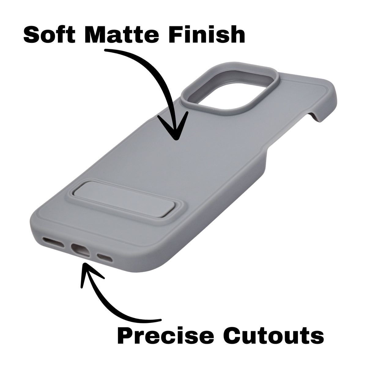 Silicone Soft Matte Finish Phone Case with Kickstand For iPhone 16 Pro Max