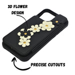 3D Flower Wallet Flip with Card Holder & Detachable Sling Phone Case for iPhone 16 Pro Max