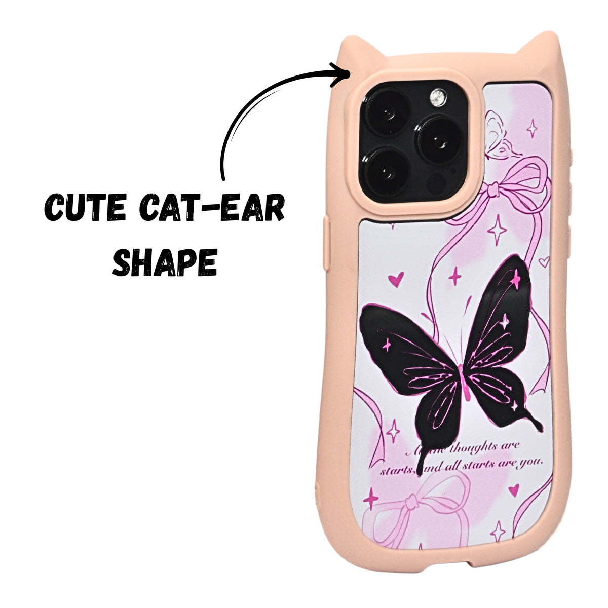 Cute Cartoon Phone Case with Cat Ears For iPhone 15 Pro