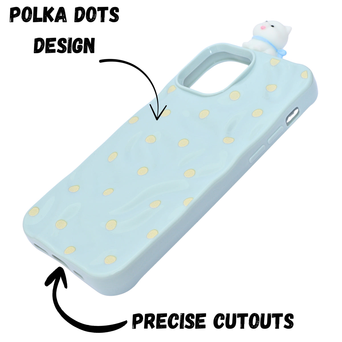 3D Cartoon Character with Polka Dots Soft Phone Case for iPhone 12/ 12 Pro