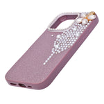 Luxury Glitter Finish with 3D Pearl Flower Design Phone Case for iPhone 16 Pro