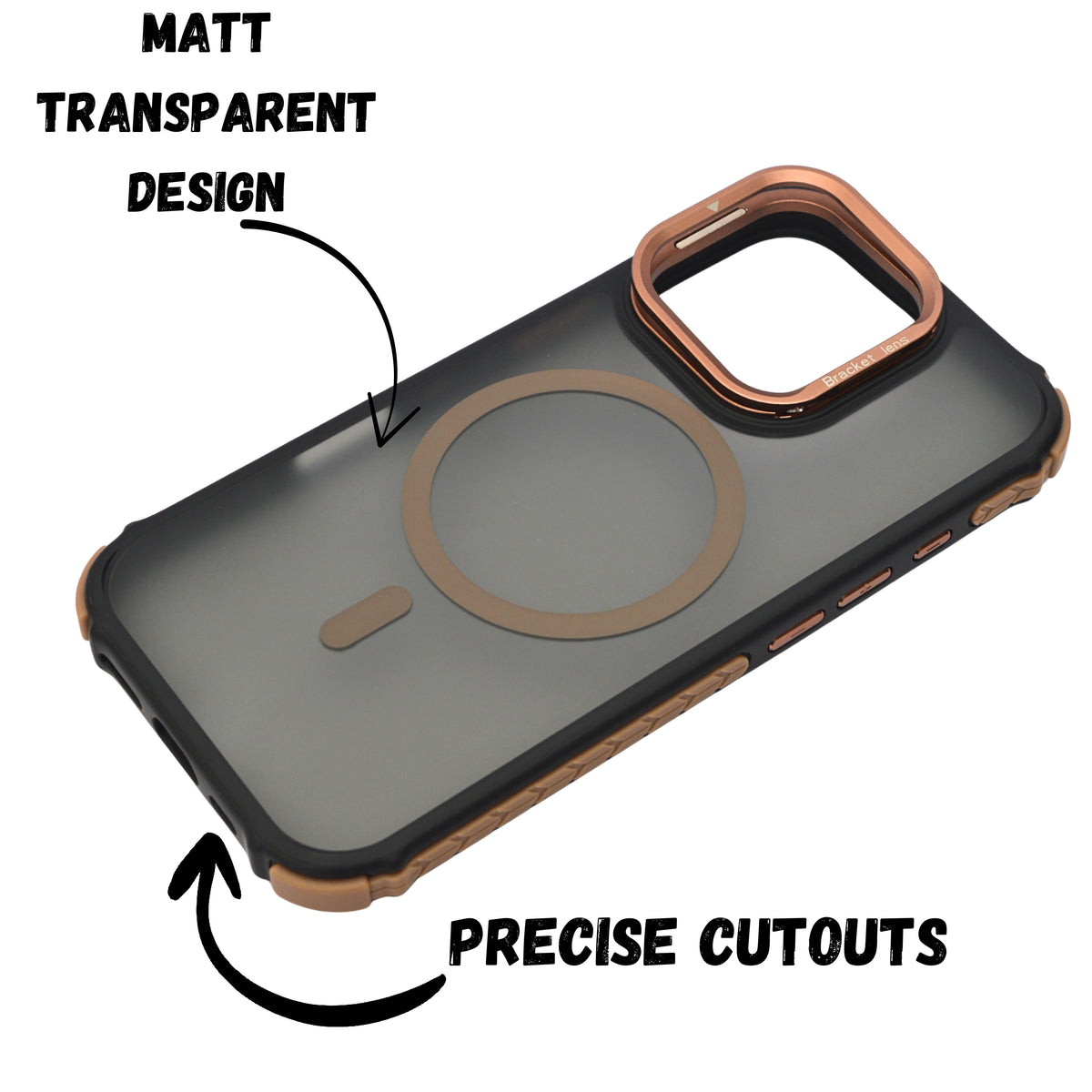 Transparent MagSafe Compatible Foldable Camera Ring Stand Phone Case for iPhone 16 Pro