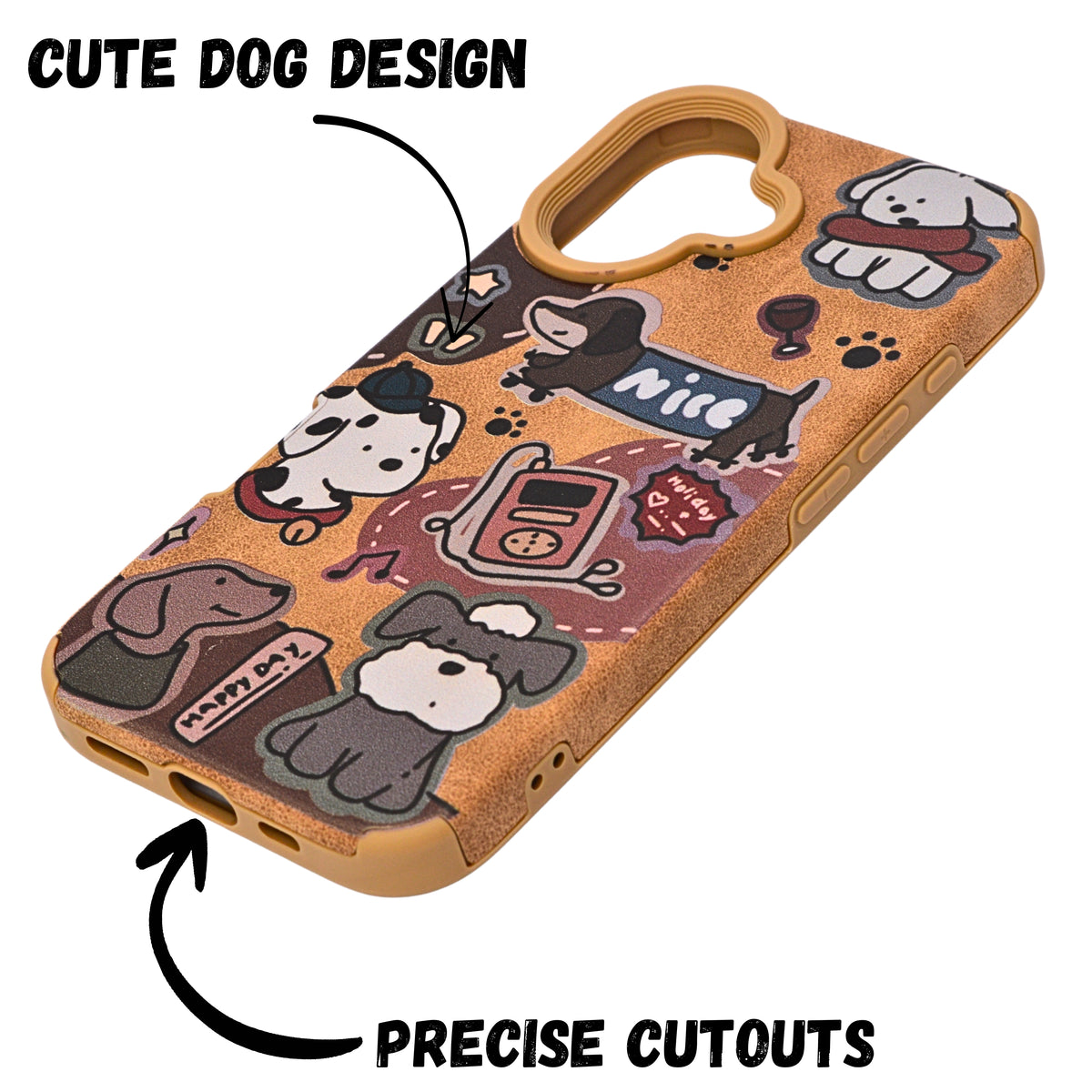 Cute Puppy Cartoon Design Protective Phone Case for iPhone 16 Plus