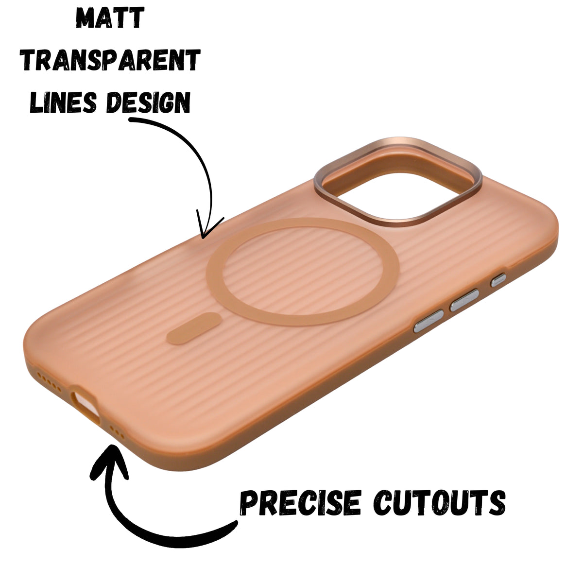 Matte Transparent Corrugated Texture MagSafe Compatible Phone Case for iPhone 16 Pro