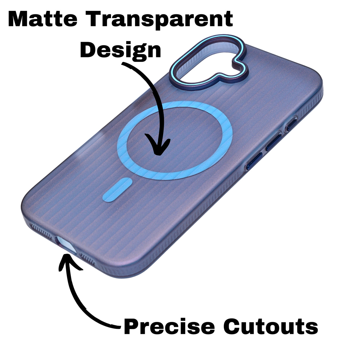 Tinted Transparent Corrugated Texture MagSafe Compatible Phone Case for iPhone 16 Plus