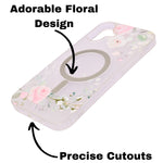 Transparent Floral MagSafe Compatible Phone Case for iPhone 16 Plus