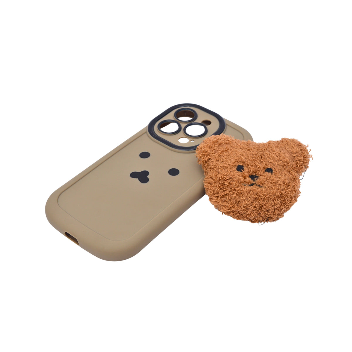 Aesthetic Teddy Bear with Plush Charm Phone Case for iPhone 14 Pro